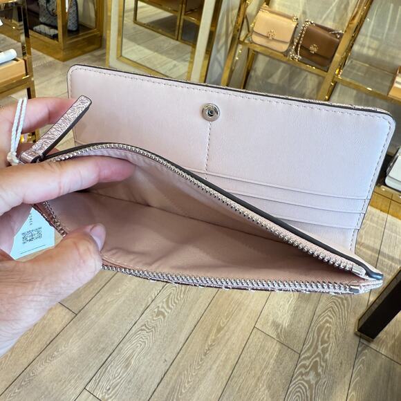 Tory Burch Emerson Slim Envelope Wallet 176910 Sparkle Pink $260 - Picture 5 of 6